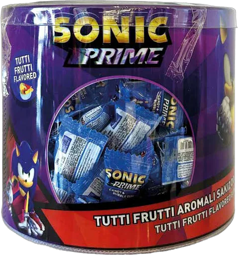 Sonic Gum-Filled Candy product and display box